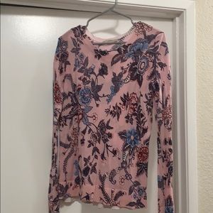 Loft pink floral sweater size M EUC